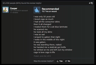 Illustration for article titled Counter-Strike: GO, As Told By Steam Reviews
